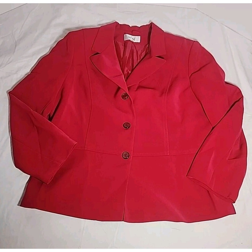 Le Suit Hot‎ Pink Business Blazer only 3 Button Size 18 Classic Shoulder Pads